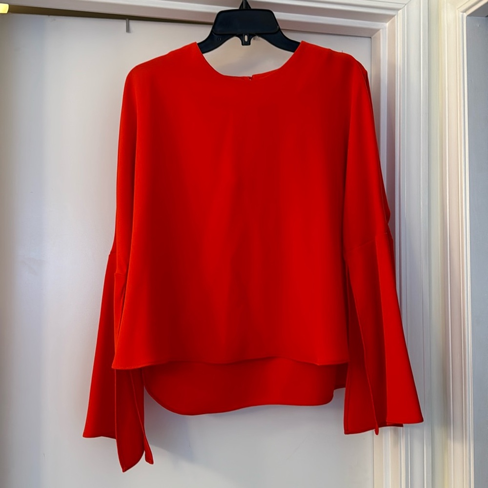 Topshop red blouse with bell sleeves. Worn once. Size US 8